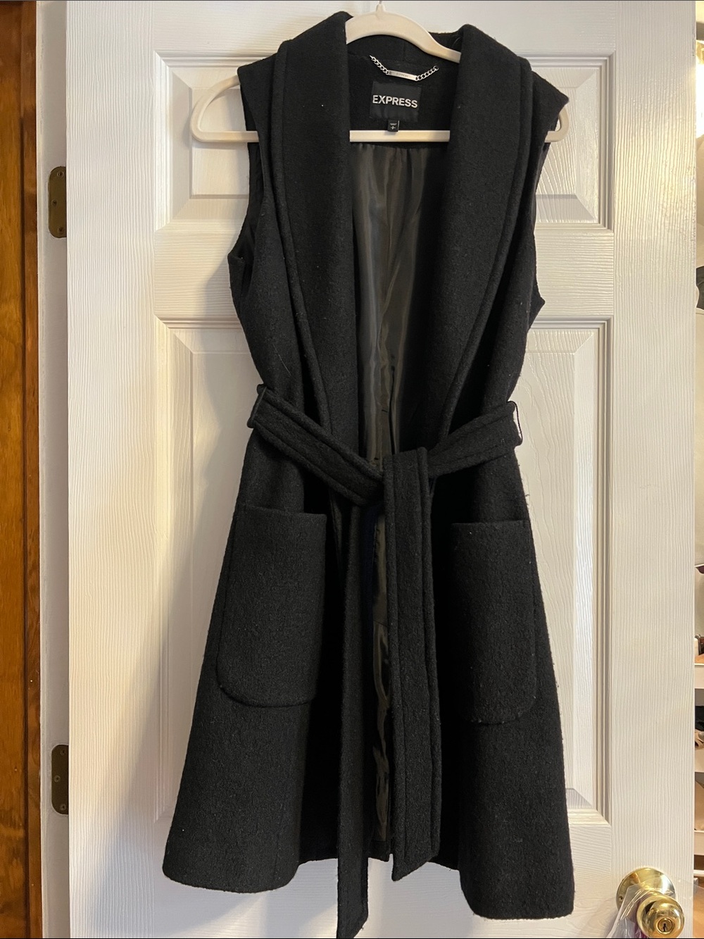 Express Wool Belted Long Vest - Small